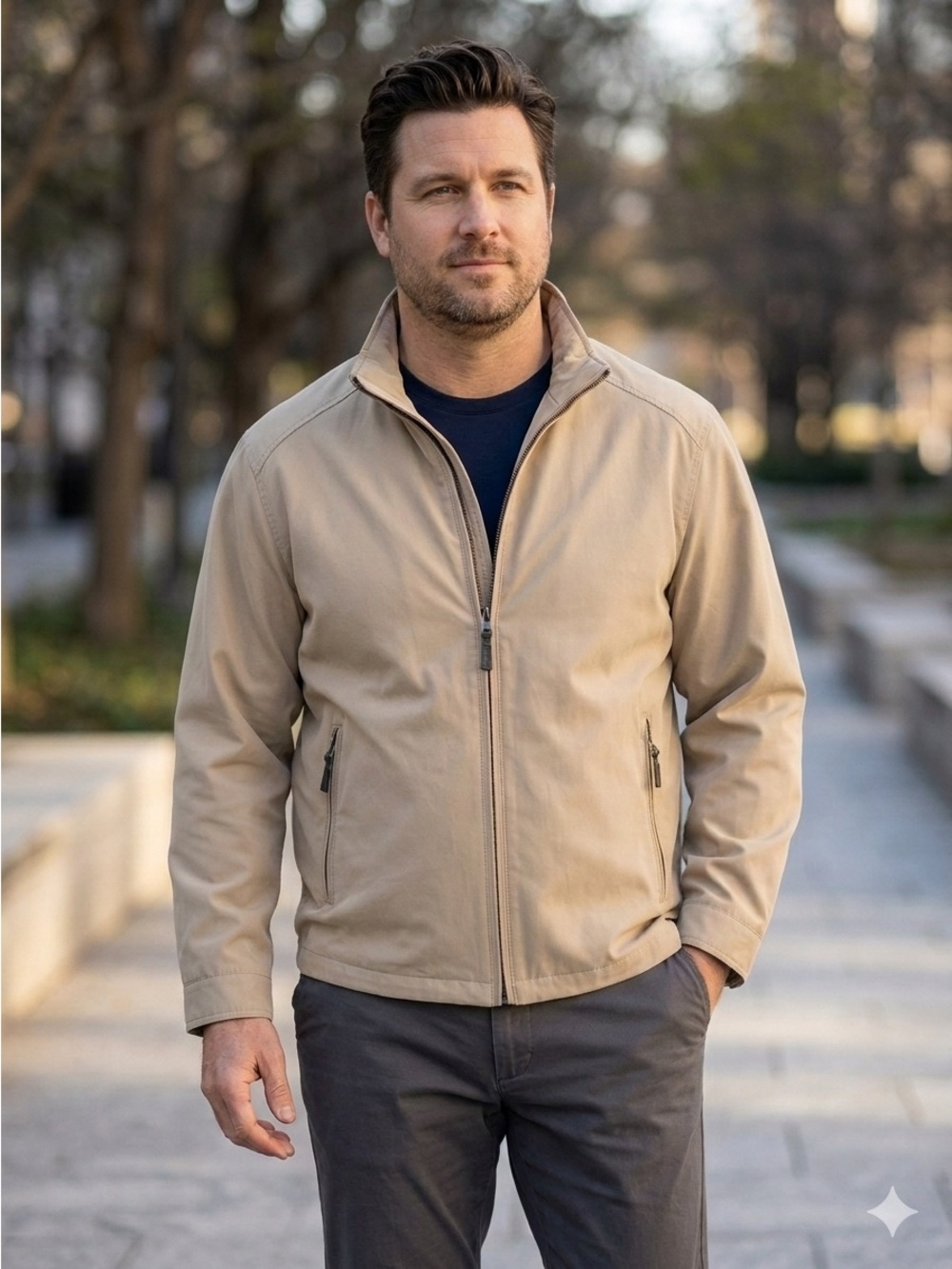 Marc Jacobs Men 3XLKhaki Tan Softshell lightweight Zip Jacket Pockets
